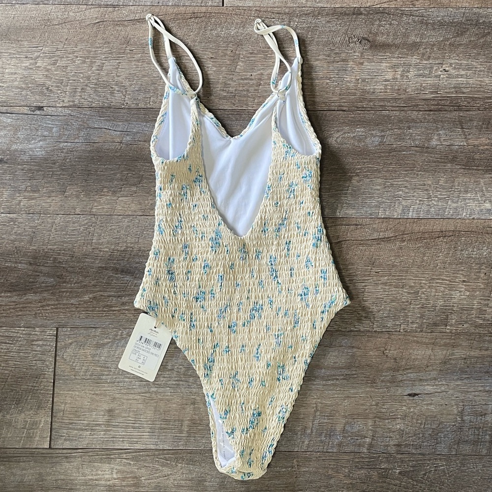 NWT Rhythm. Free People Georgia Smocked Floral One Piece Swimsuit - Picture 3 of 5